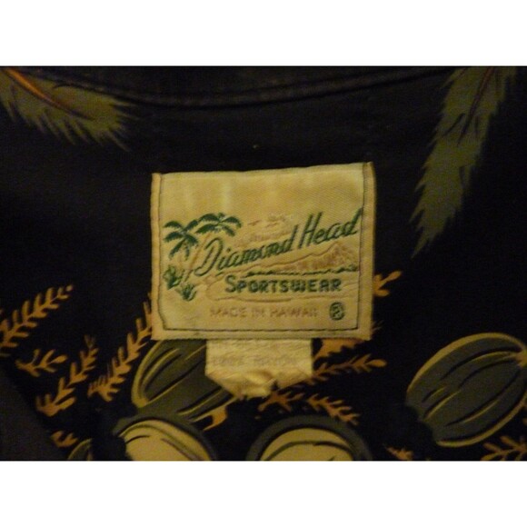 Diamond Head Shirt-Made in Hawaii-Blue-Trees & Coconut Design-Pocket-sz XXL - Picture 3 of 3